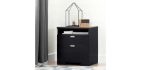 Nightstand with Drawers and Cord Catcher (Black Onyx) 10260